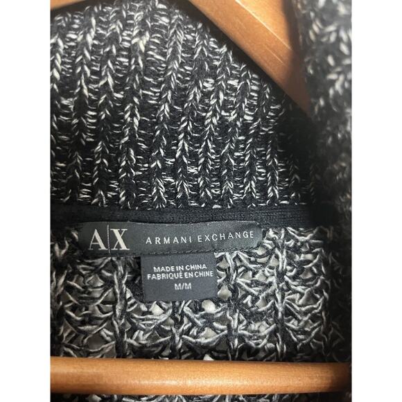 Armani Exchange Women’s Dz Medium Black Marled Cotton Wool Cardigan Sweater - Picture 4 of 7